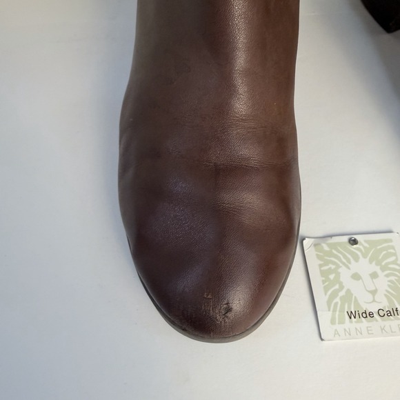 Anne Klein iFlex Brown Leather Wide Leg Knee High Riding Boots US 8M *Flaw* - Picture 11 of 12